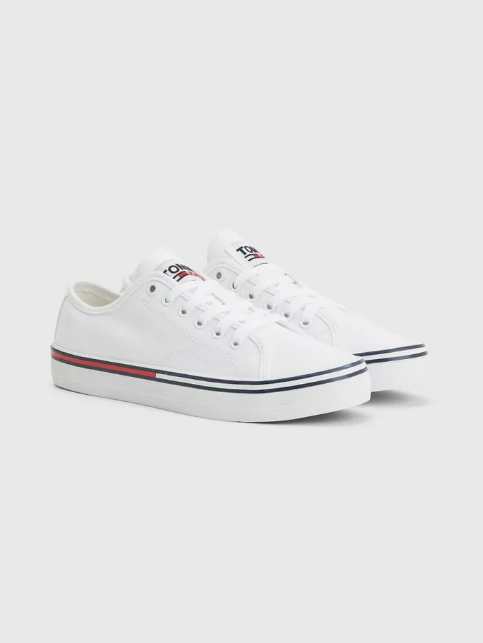 Tommy Hilfiger Essential LowTop Canvas Trainers White Womens Boots Online