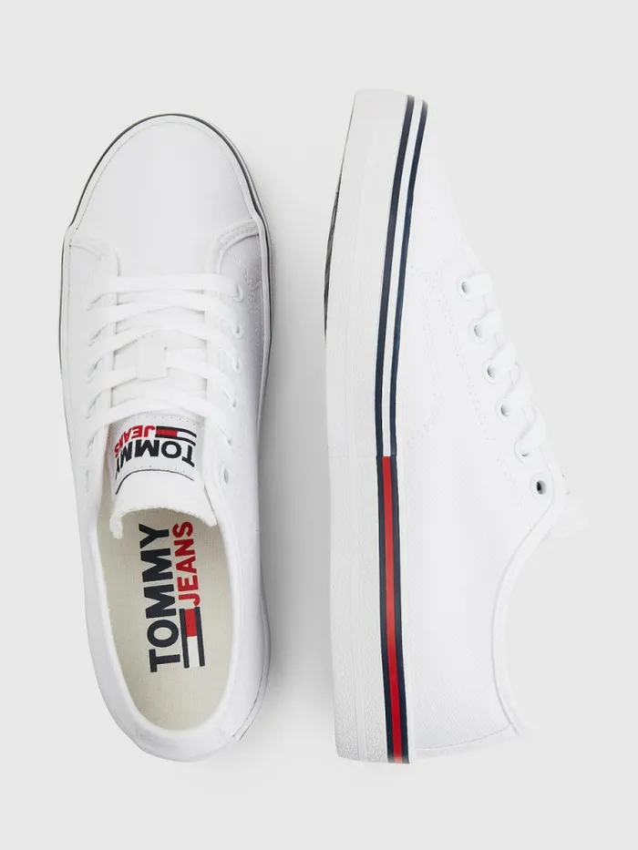 Tommy Hilfiger Essential LowTop Canvas Trainers White Womens Boots Online