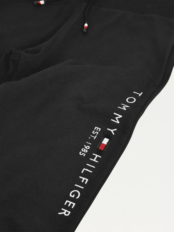 Tommy Hilfiger Essential Organic Cotton Logo Joggers Black Girls Trousers Shorts and Skirts Popular