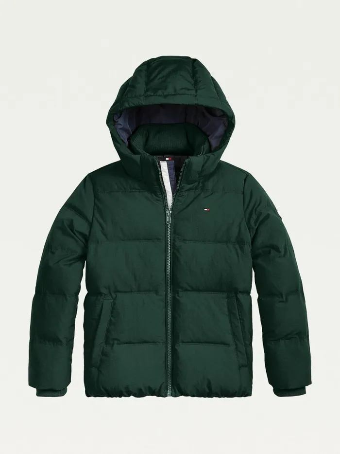 Tommy Hilfiger Essential Padded Back Logo Jacket Ornamental Green Boys Coats and Jackets Gift Ideas Tommy Hilfiger Essential Padded Back Logo Jacket Ornamental Green Boys Coats and Jackets Gift Ideas