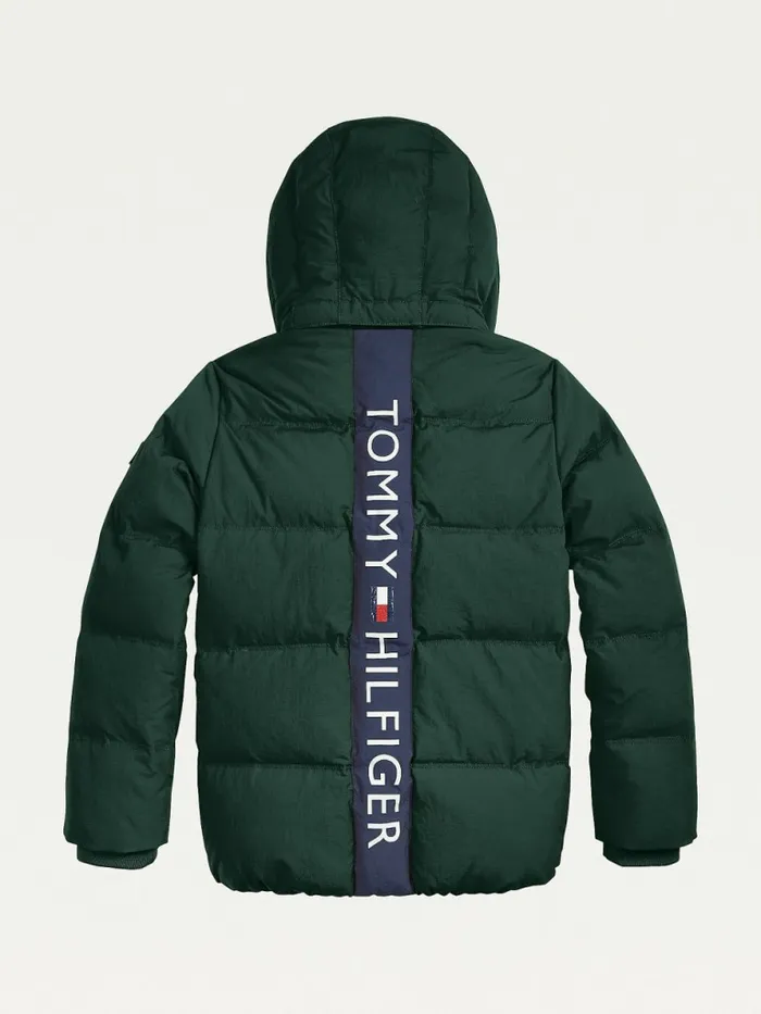 Tommy Hilfiger Essential Padded Back Logo Jacket Ornamental Green Boys Coats and Jackets Gift Ideas