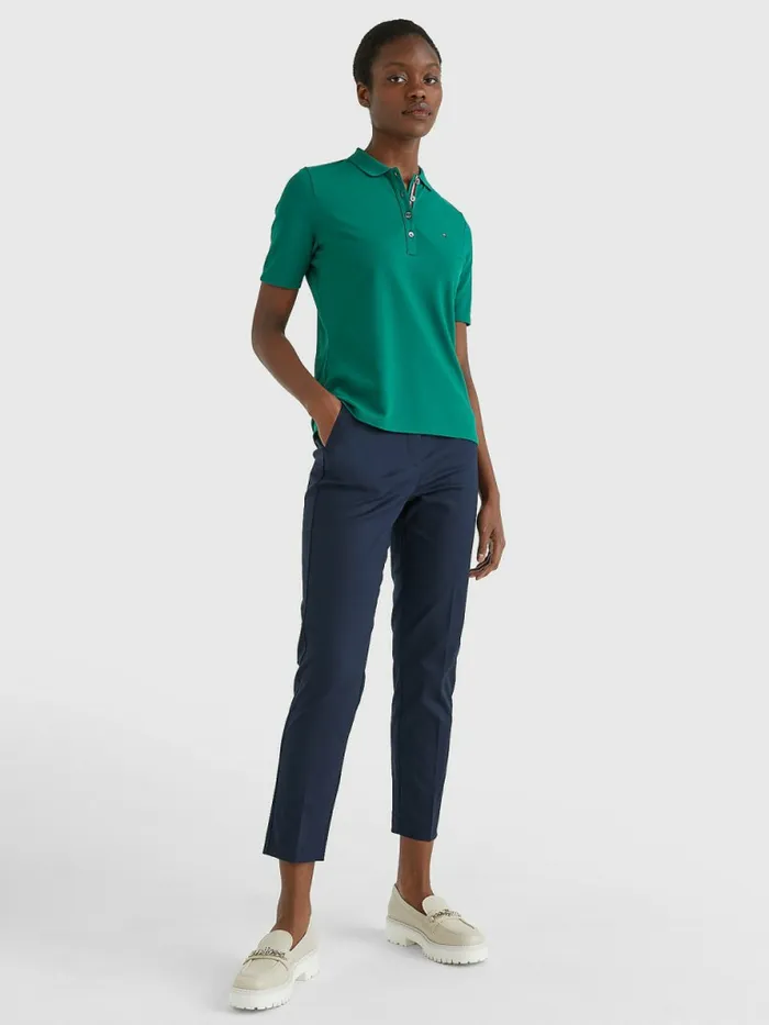 Tommy Hilfiger Essential Placket Detail Polo Tropical Emerald Womens Polo Shirts Fashion