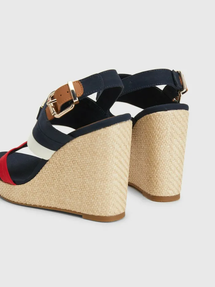 Tommy Hilfiger Essential Plaque High Wedge Heels Desert Sky Womens Flat Shoes On Sale