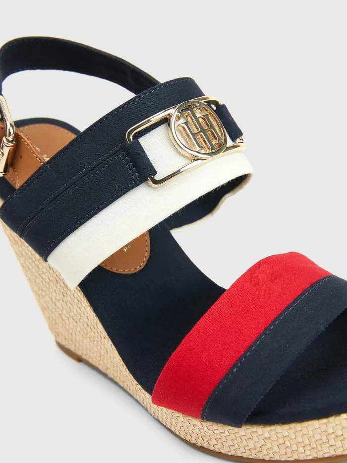 Tommy Hilfiger Essential Plaque High Wedge Heels Desert Sky Womens Trainers Cheap On Sale