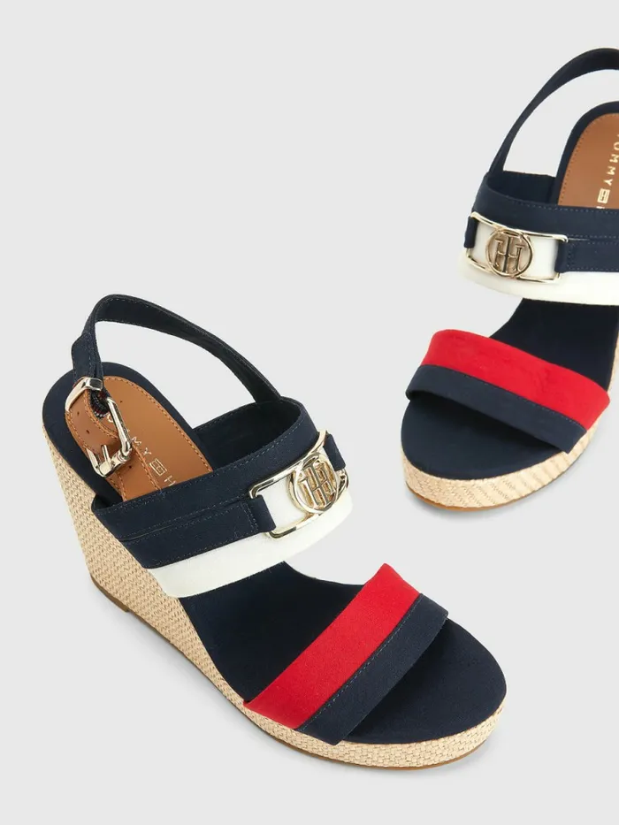 Tommy Hilfiger Essential Plaque High Wedge Heels Desert Sky Womens Trainers Cheap On Sale
