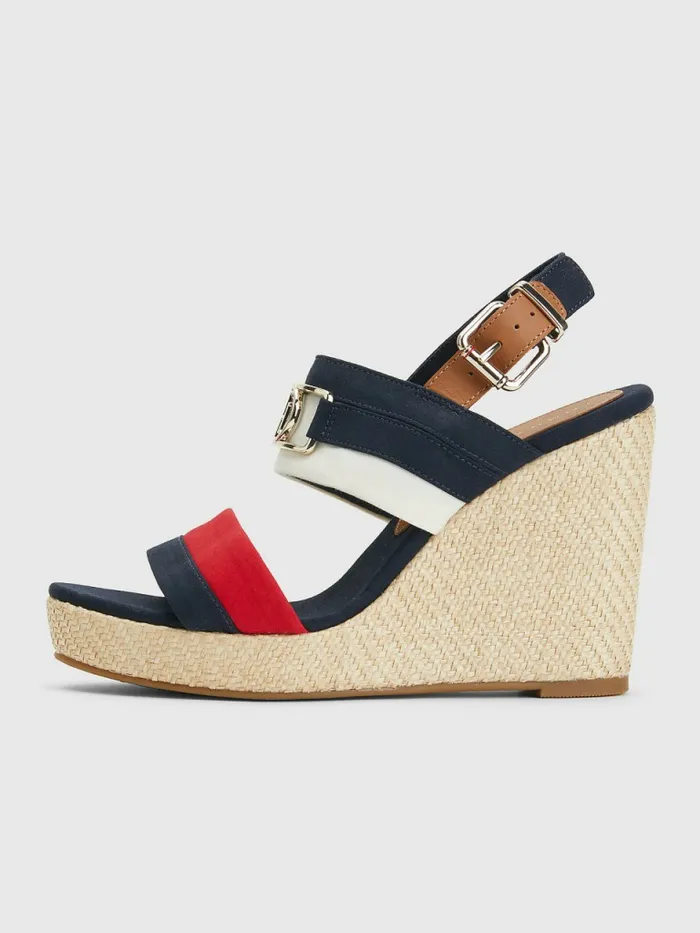 Tommy Hilfiger Essential Plaque High Wedge Heels Desert Sky Womens Trainers Cheap On Sale