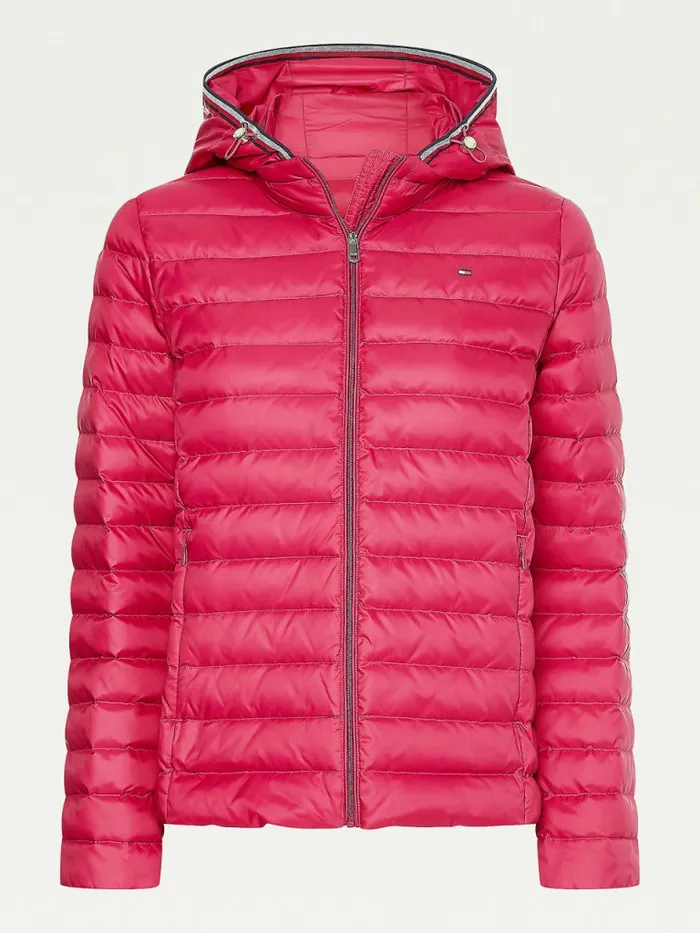 Tommy Hilfiger Essential Removable Hood Down Jacket Crimson Ruby Womens Coats and Jackets Online