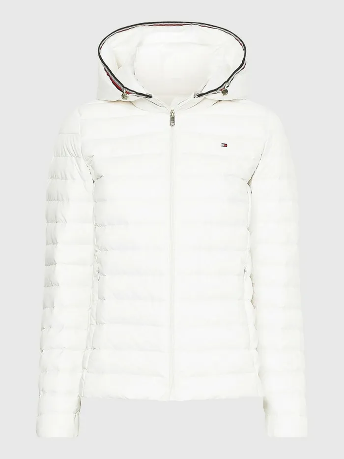 Tommy Hilfiger Essential Removable Hood Down Jacket Th Optic White Womens Coats and Jackets Online