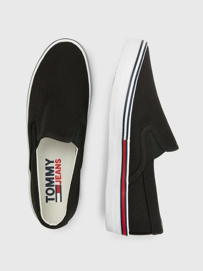 Tommy Hilfiger Essential Slip On Trainers Black Womens Trainers Gift for Friend