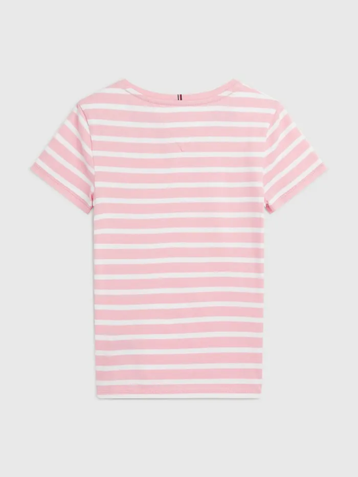Tommy Hilfiger Essential Stripe TShirt Fresh PinkWhite Stripe Girls Tops and TShirts On Sale