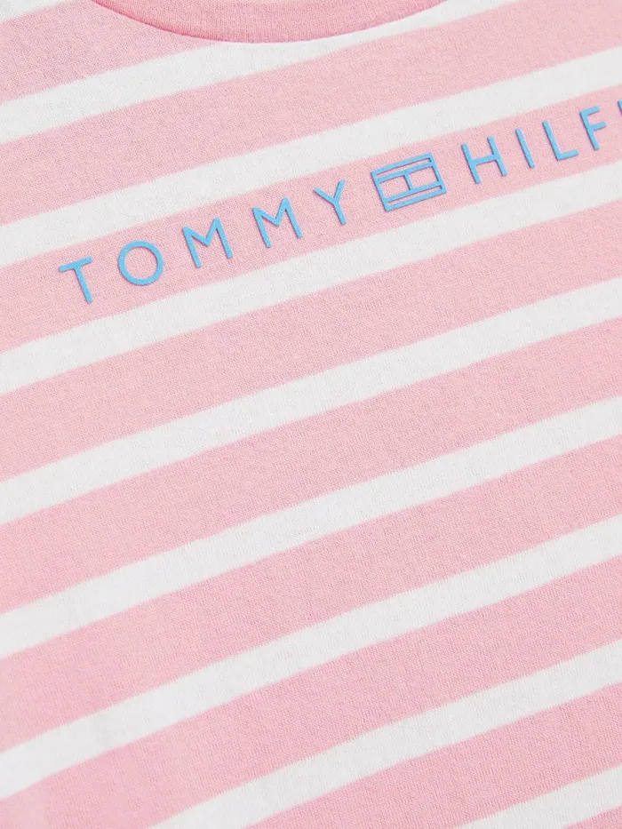 Tommy Hilfiger Essential Stripe TShirt Fresh PinkWhite Stripe Girls Tops and TShirts On Sale