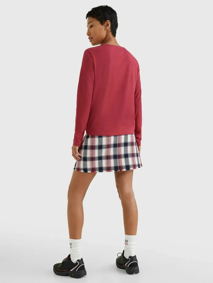 Tommy Hilfiger Essential VNeck Long Sleeve TShirt Cranberry Crush Womens TShirts Sale