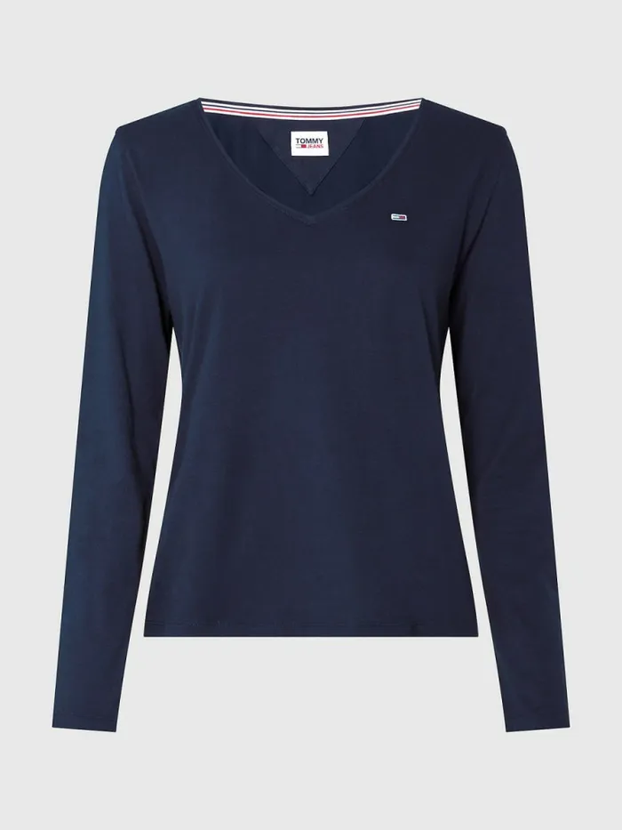 Tommy Hilfiger Essential VNeck Long Sleeve TShirt Twilight Navy Womens TShirts Gift 4 You
