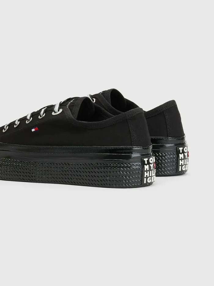 Tommy Hilfiger Essential Vulcanised Flatform Trainers Black Womens Trainers On Sale