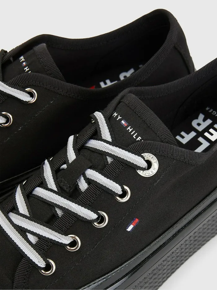 Tommy Hilfiger Essential Vulcanised Flatform Trainers Black Womens Trainers On Sale