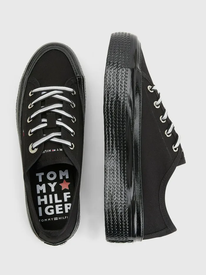 Tommy Hilfiger Essential Vulcanised Flatform Trainers Black Womens Trainers On Sale