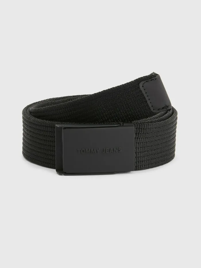 Tommy Hilfiger Essential Webbing Embossed Logo Belt Black Mens Belts Popular