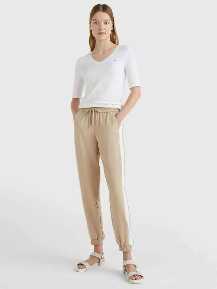 Tommy Hilfiger Essentials Slim Fit Half Sleeve TShirt White Womens TShirts For Sale