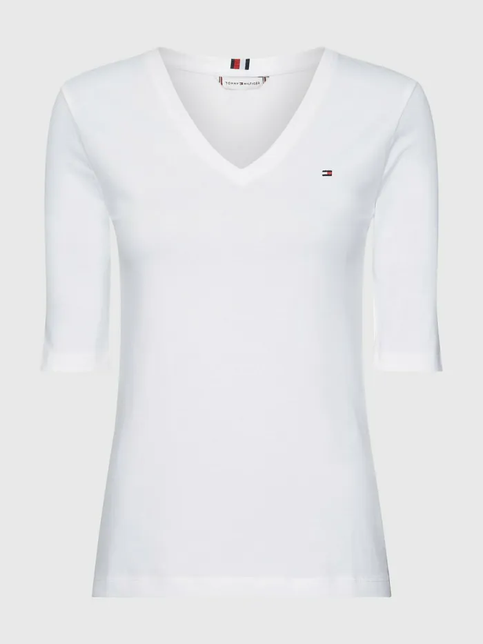 Tommy Hilfiger Essentials Slim Fit Half Sleeve TShirt White Womens TShirts For Sale