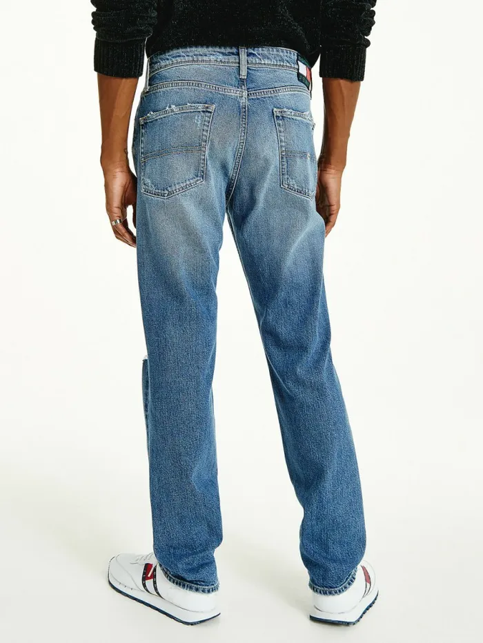 Tommy Hilfiger Ethan Straight Relaxed Distressed Jeans Denim Medium Mens Jeans Popular