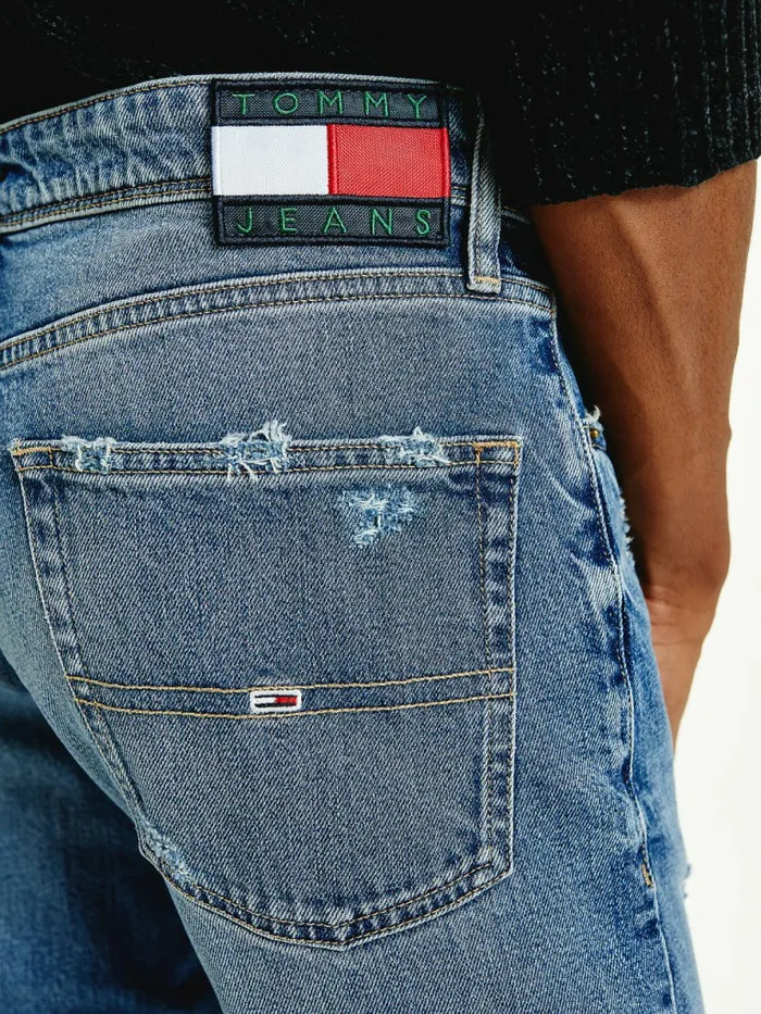 Tommy Hilfiger Ethan Straight Relaxed Distressed Jeans Denim Medium Mens Jeans Popular