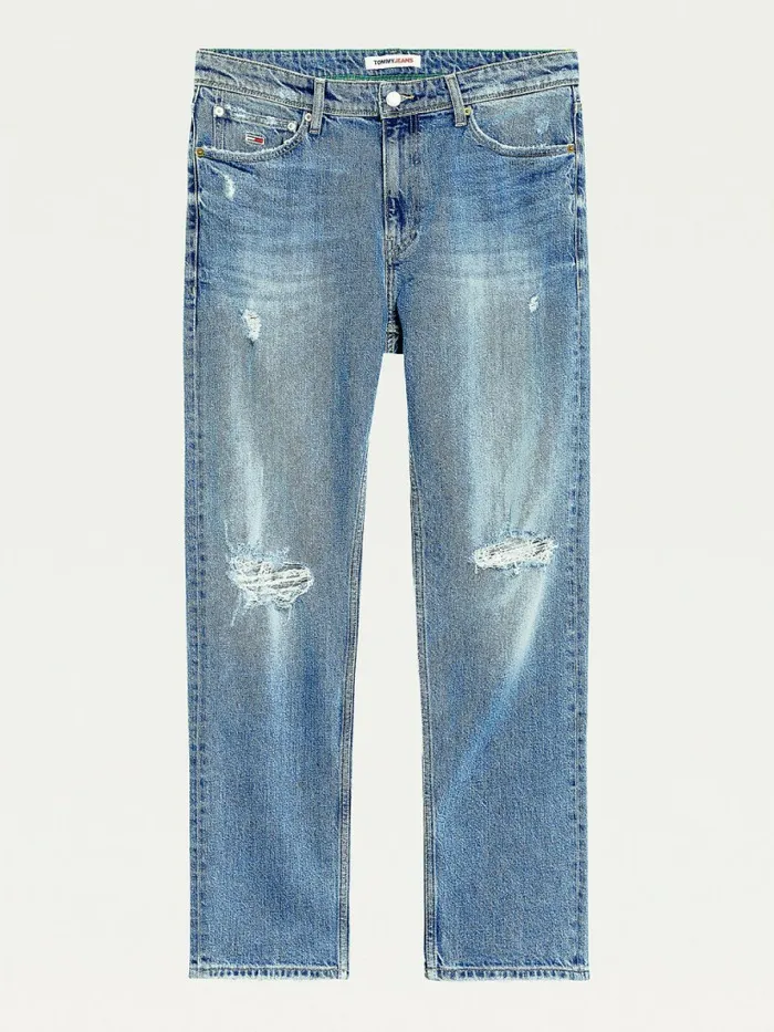 Tommy Hilfiger Ethan Straight Relaxed Distressed Jeans Denim Medium Mens Jeans Popular