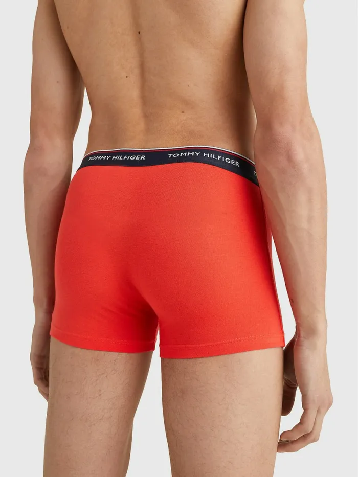 Tommy Hilfiger Exclusive 3Pack Organic Cotton Trunks Des SkyLofty BlueDare Scarlt Mens Underwear Fashion