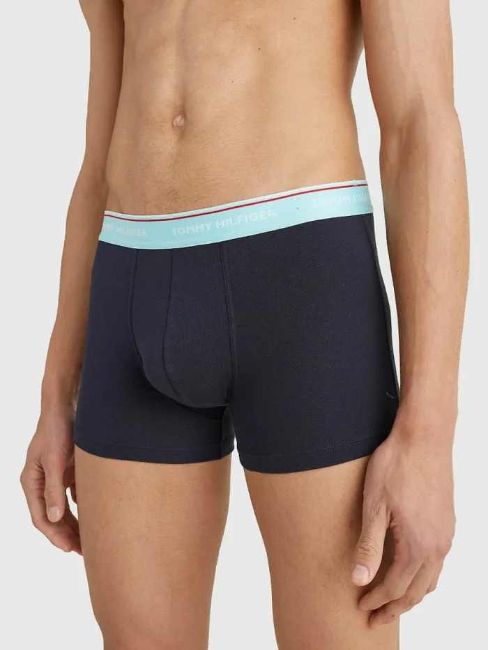 Tommy Hilfiger Exclusive 3Pack Organic Cotton Trunks Des SkyLofty BlueDare Scarlt Mens Underwear Fashion