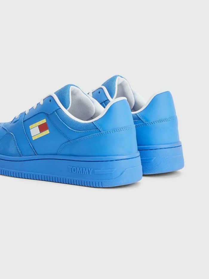 Tommy Hilfiger Exclusive Pop Drop Leather Basket Trainers Electric Aqua Womens Boots For Sale