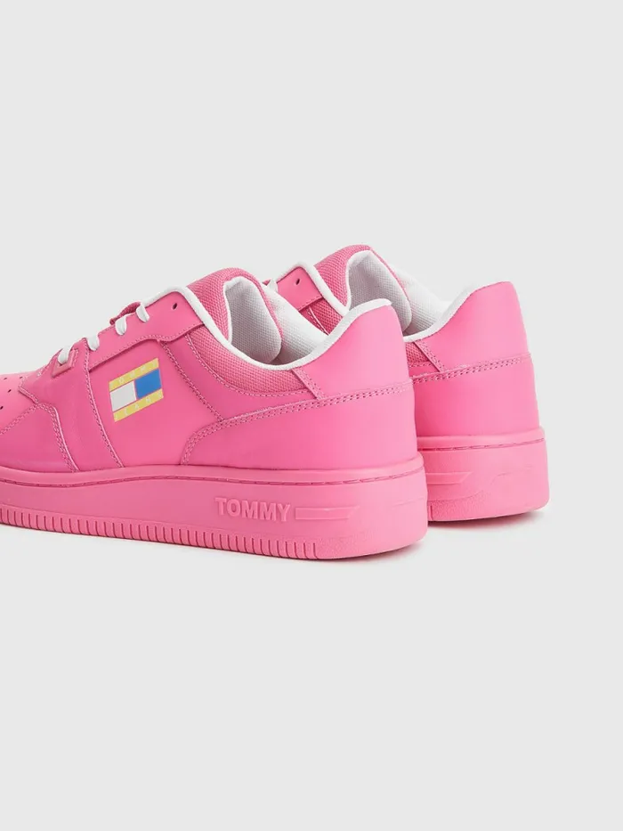 Tommy Hilfiger Exclusive Pop Drop Leather Basket Trainers Pop Pink Womens Boots Fashion