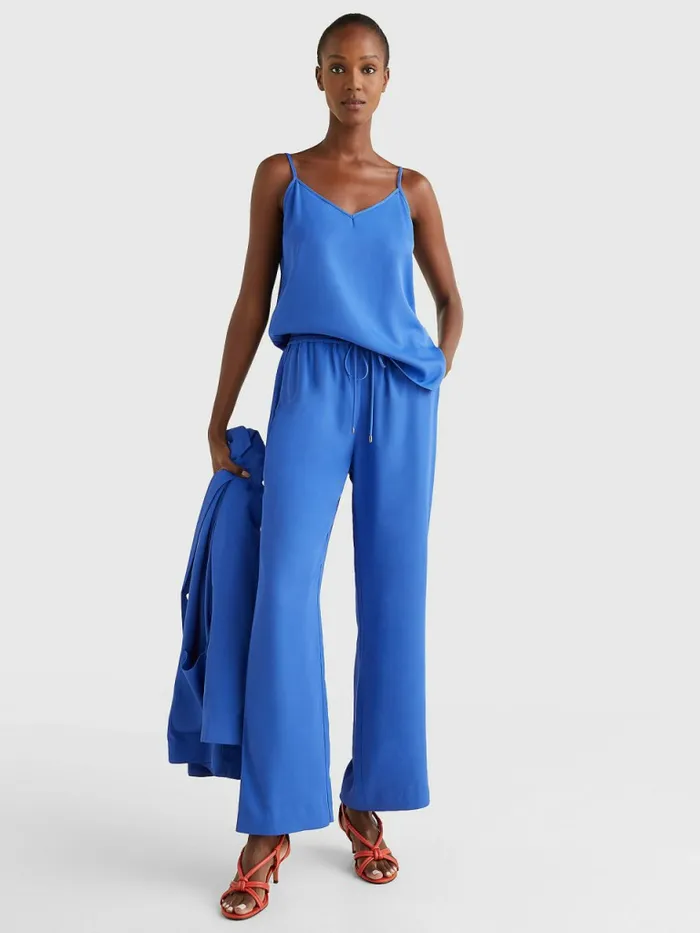 Tommy Hilfiger Exclusive VNeck Tank Top Verona Blue Womens TShirts Online