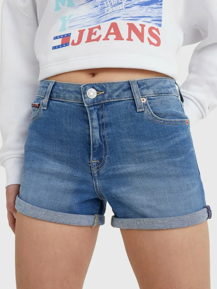 Tommy Hilfiger Faded Turn Up Denim Shorts Denim Medium Womens Shorts Gift for Friend Tommy Hilfiger Faded Turn Up Denim Shorts Denim Medium Womens Shorts Gift for Friend