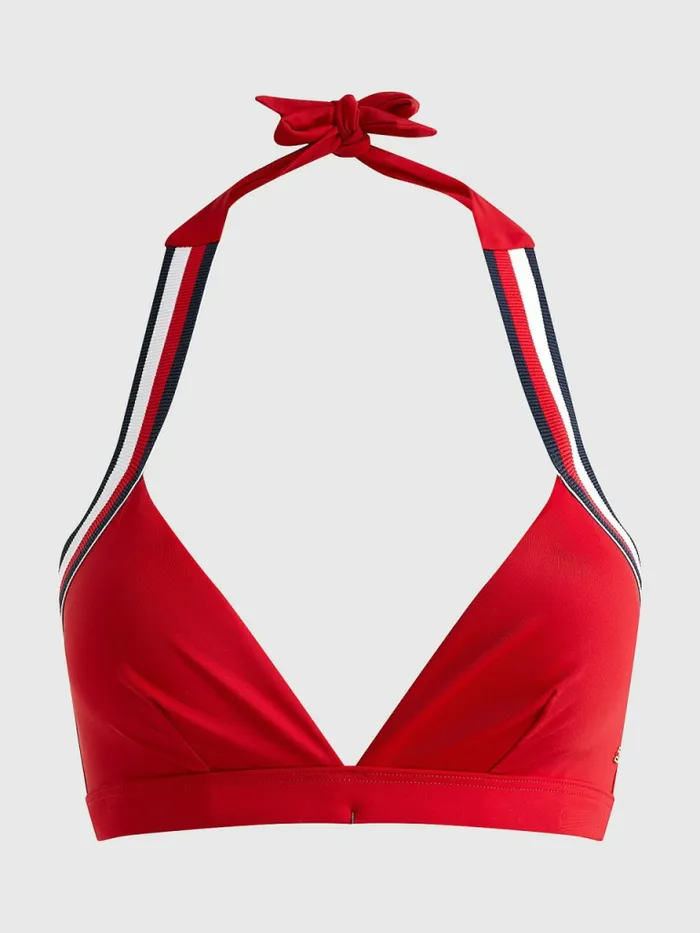 Tommy Hilfiger Fixed Triangle Bikini Top Primary Red Womens Swimwear Popular