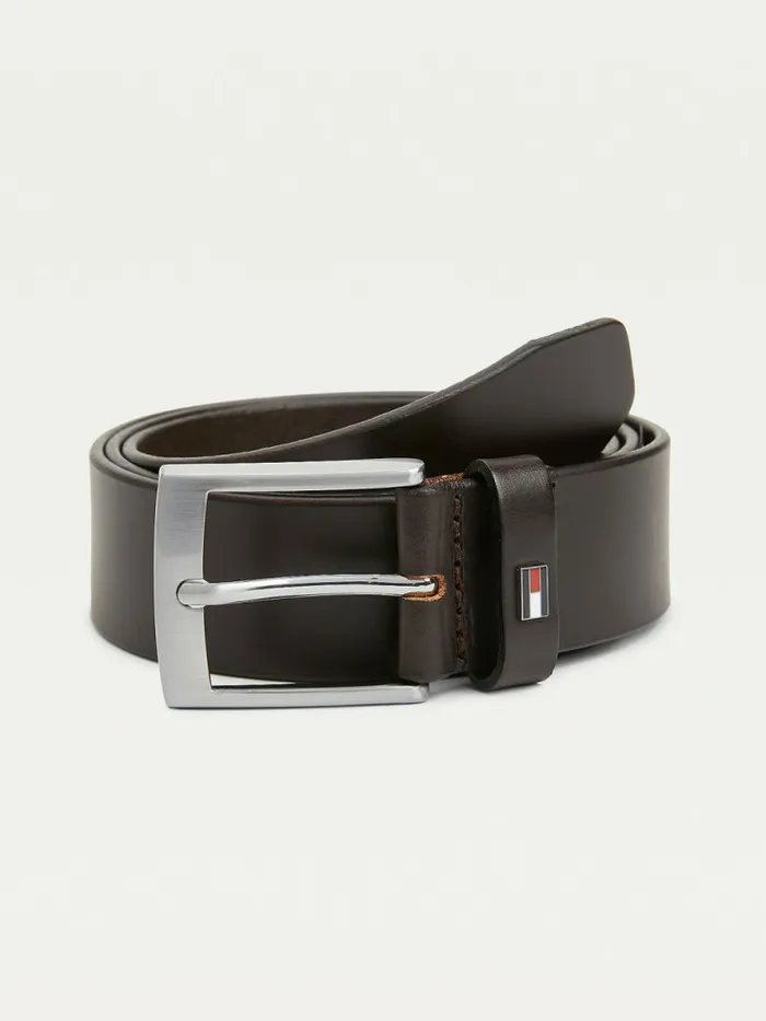 Tommy Hilfiger Flag Detail Leather Belt Testa Di Moro Mens Belts Gift Ideas