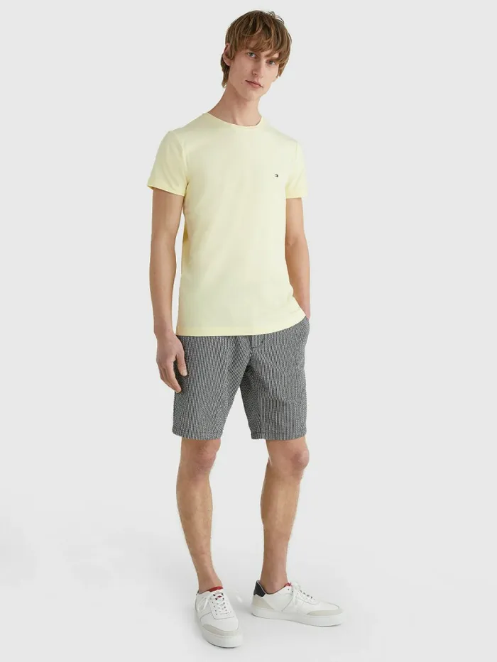 Tommy Hilfiger Flag Embroidery Slim Fit TShirt Lemon Twist Mens TShirts Gift Ideas