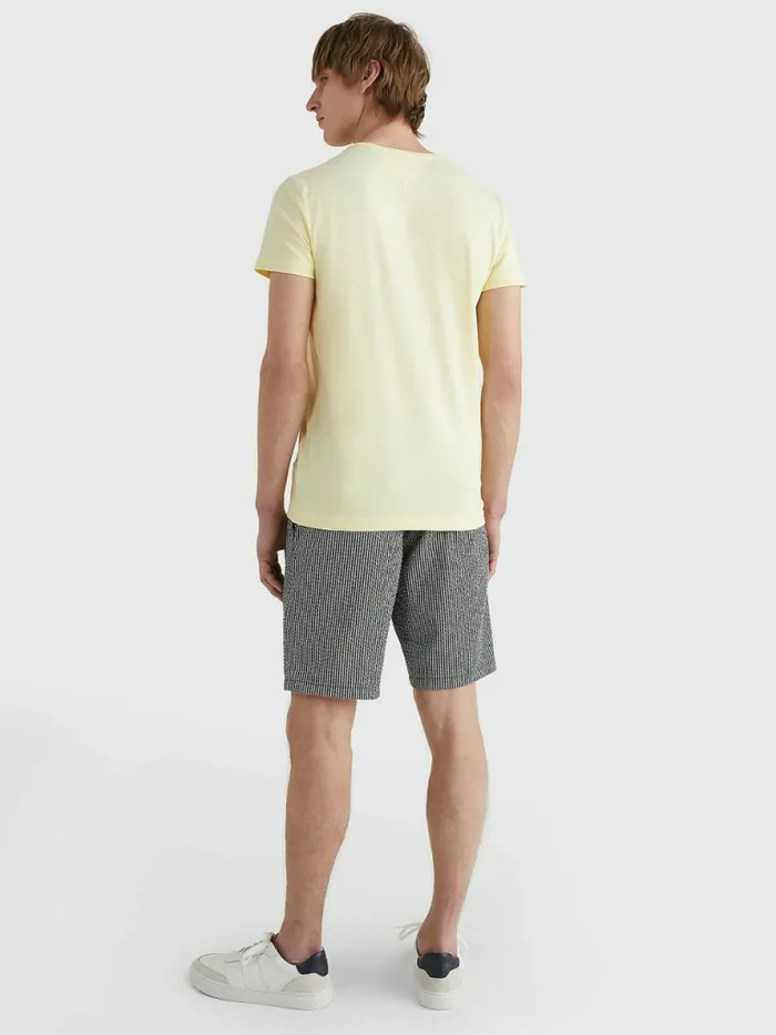 Tommy Hilfiger Flag Embroidery Slim Fit TShirt Lemon Twist Mens TShirts Gift Ideas