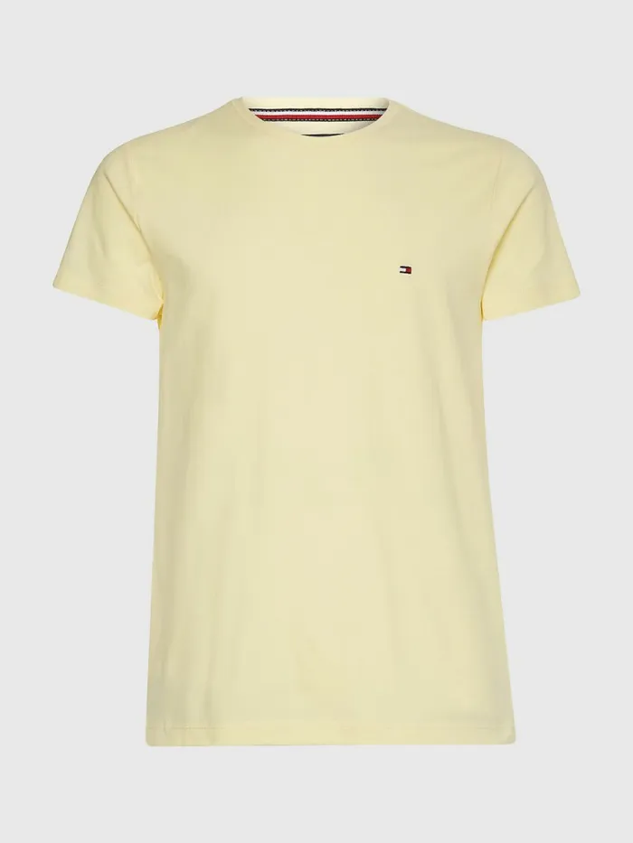 Tommy Hilfiger Flag Embroidery Slim Fit TShirt Lemon Twist Mens TShirts Gift Ideas