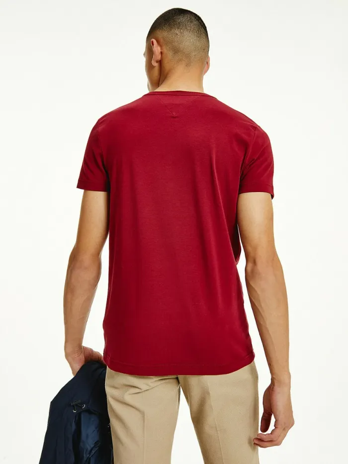 Tommy Hilfiger Flag Embroidery Slim Fit TShirt Rouge Mens TShirts Popular