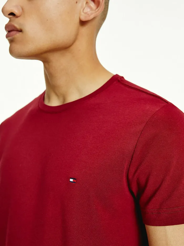 Tommy Hilfiger Flag Embroidery Slim Fit TShirt Rouge Mens TShirts Popular