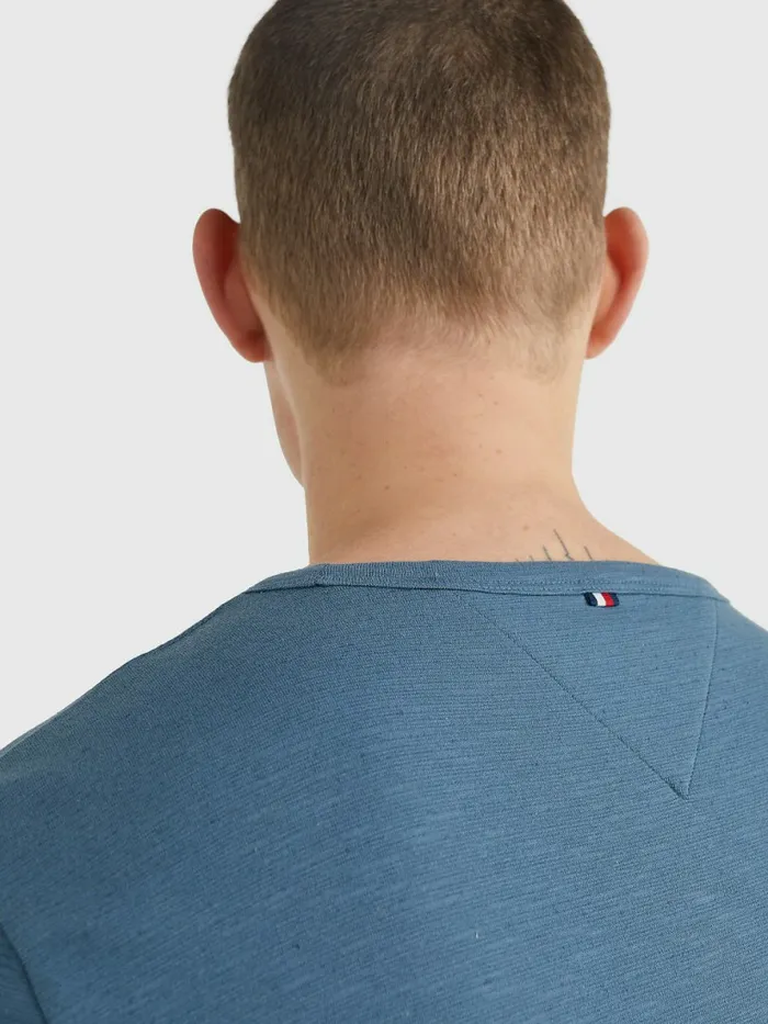 Tommy Hilfiger Flag Embroidery TShirt Charcoal Blue Mens TShirts Popular