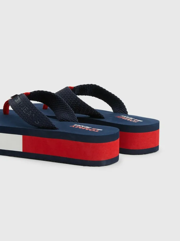 Tommy Hilfiger Flag Flatform FlipFlops Twilight Navy Womens Sandals Casaul