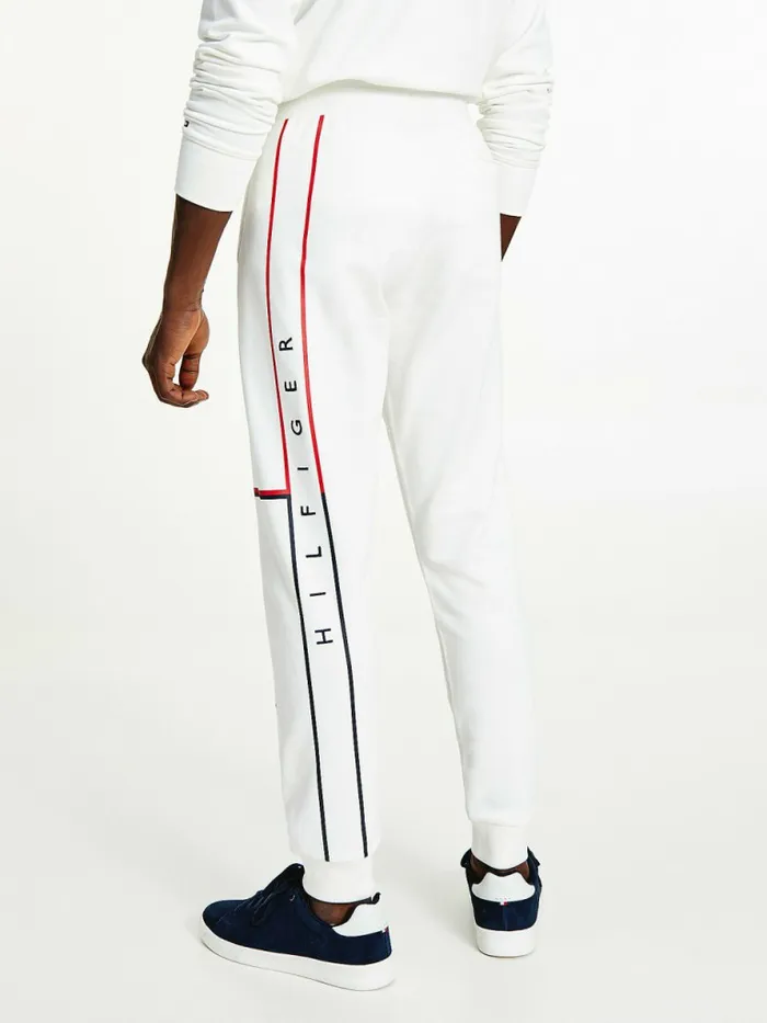 Tommy Hilfiger Flag Logo Cuffed Joggers Ecru Mens Trousers