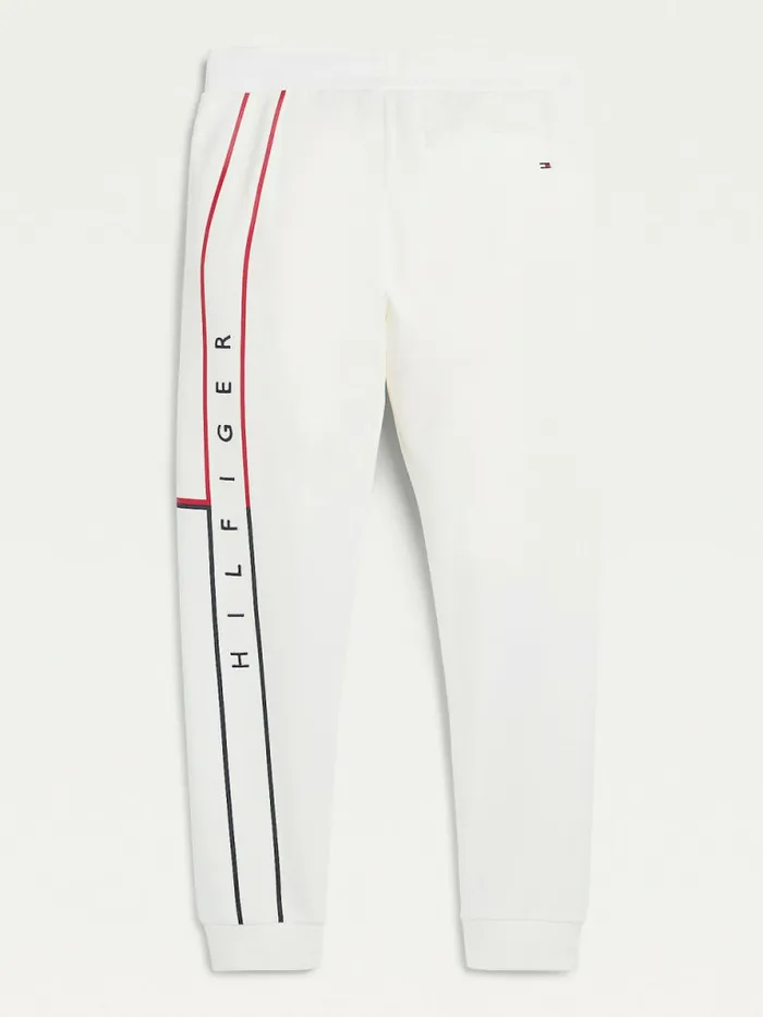 Tommy Hilfiger Flag Logo Cuffed Joggers Ecru Mens Trousers