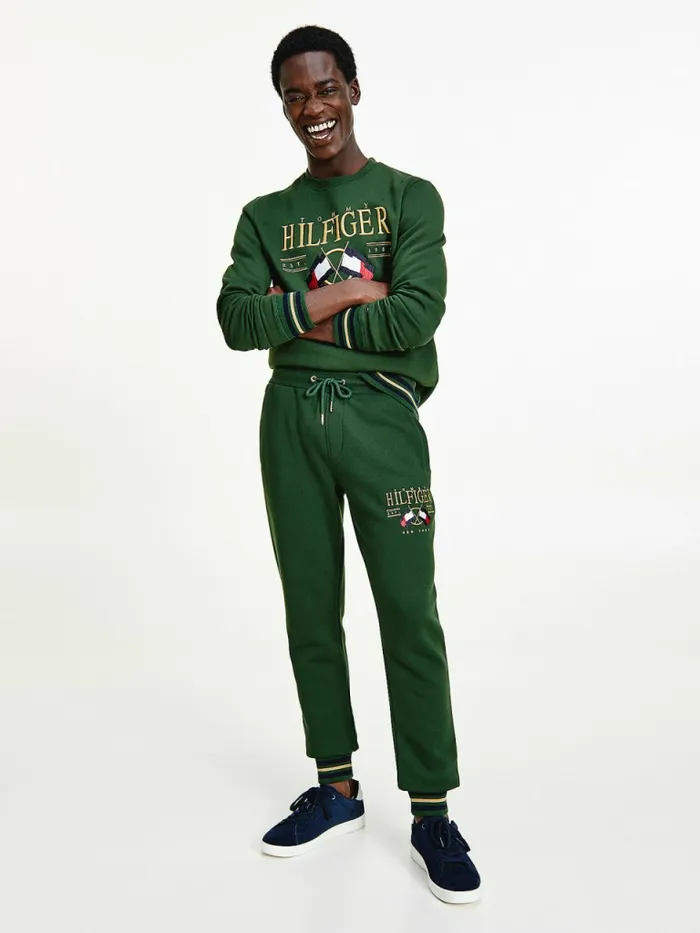 Tommy Hilfiger Flag Logo Joggers National Forest Mens Trousers
