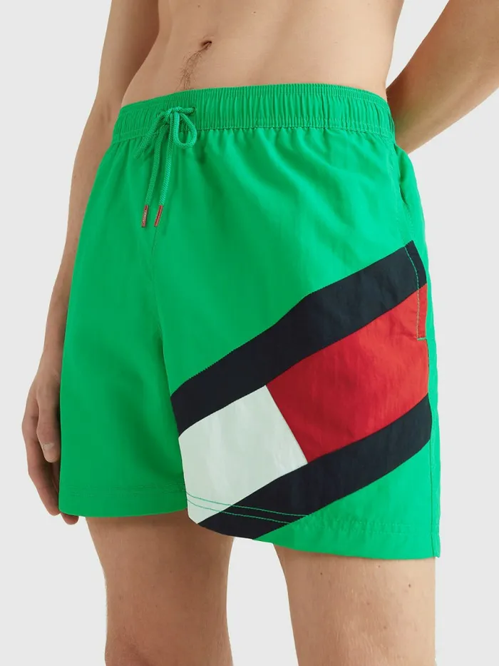 Tommy Hilfiger Flag Mid Length Drawstring Swim Shorts Primary Green Mens Swimwear Near Me Tommy Hilfiger Flag Mid Length Drawstring Swim Shorts Primary Green Mens Swimwear Near Me