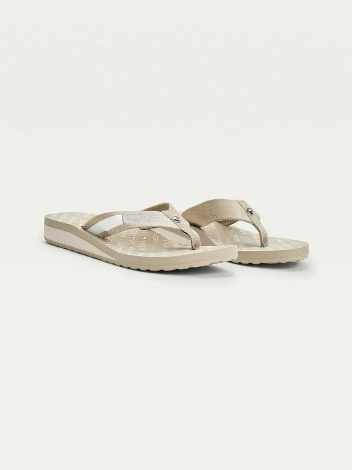 Tommy Hilfiger Flag Plaque MidWedge FlipFlop Sandals Stone Womens Sandals For Sale Tommy Hilfiger Flag Plaque MidWedge FlipFlop Sandals Stone Womens Sandals For Sale