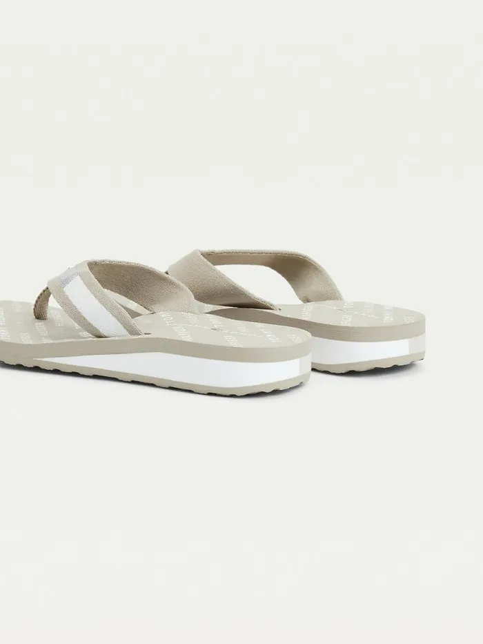 Tommy Hilfiger Flag Plaque MidWedge FlipFlop Sandals Stone Womens Sandals For Sale