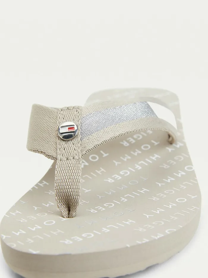 Tommy Hilfiger Flag Plaque MidWedge FlipFlop Sandals Stone Womens Sandals For Sale