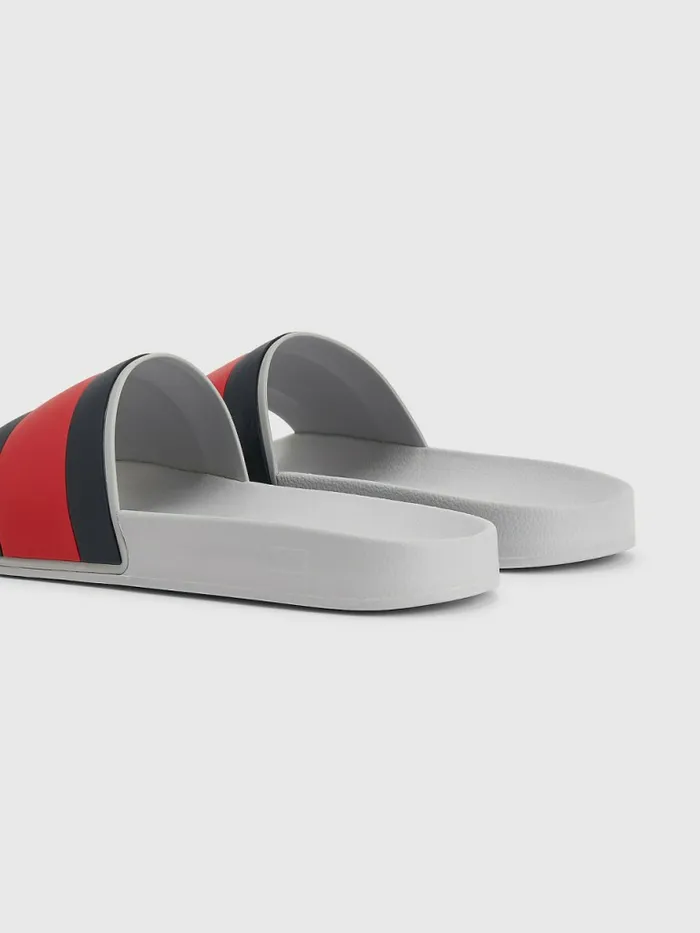 Tommy Hilfiger Flag Pool Slides Grey Whisper Mens Sandals Sliders and Flip Flops Fashion