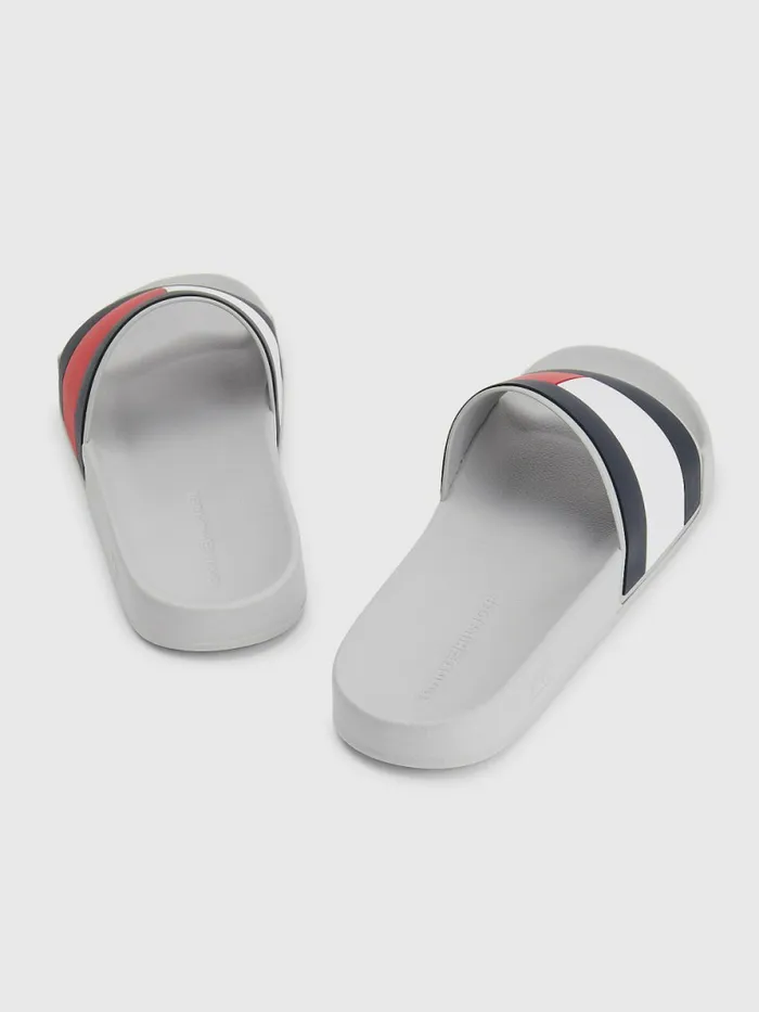 Tommy Hilfiger Flag Pool Slides Grey Whisper Mens Sandals Sliders and Flip Flops Fashion